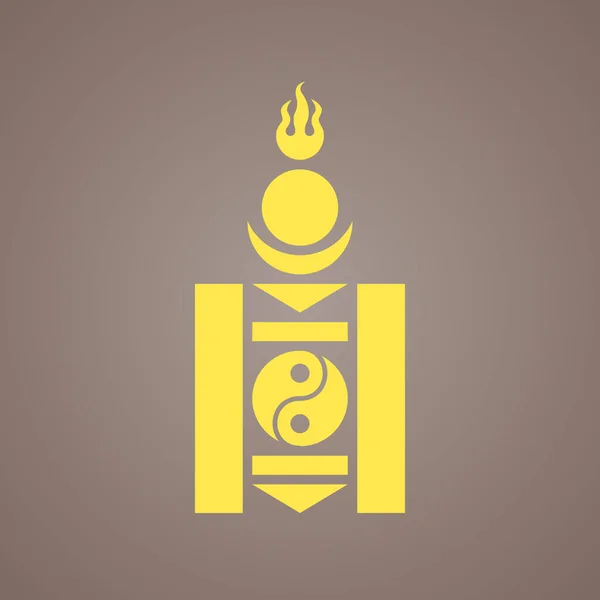 Simbolo Soyombo Emblema Della Bandiera Della Mongolia — Vettoriale Stock