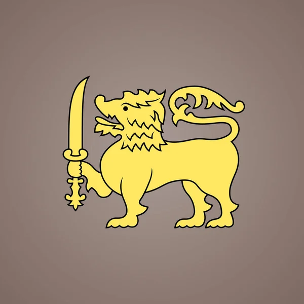 Altın Aslan Sri Lanka Bayrağından Bir Sembol — Stok Vektör