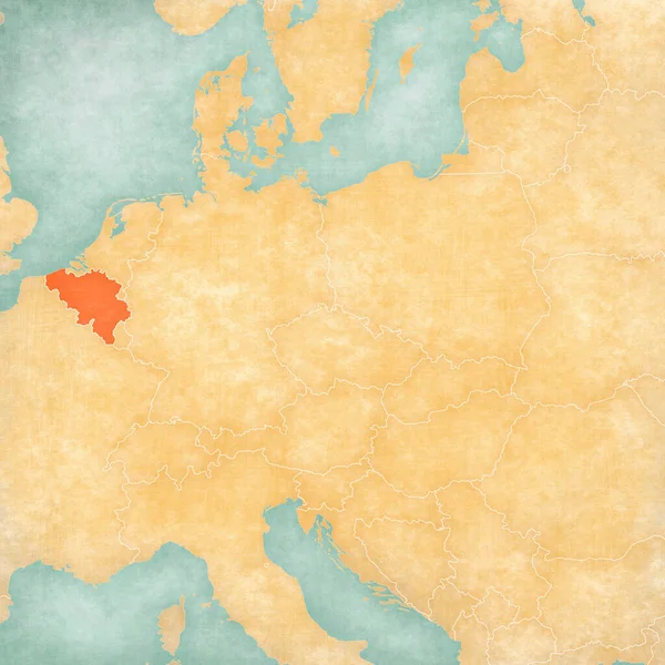 Bélgica Mapa Europa Central Grunge Suave Estilo Vintage Como Papel — Foto de Stock