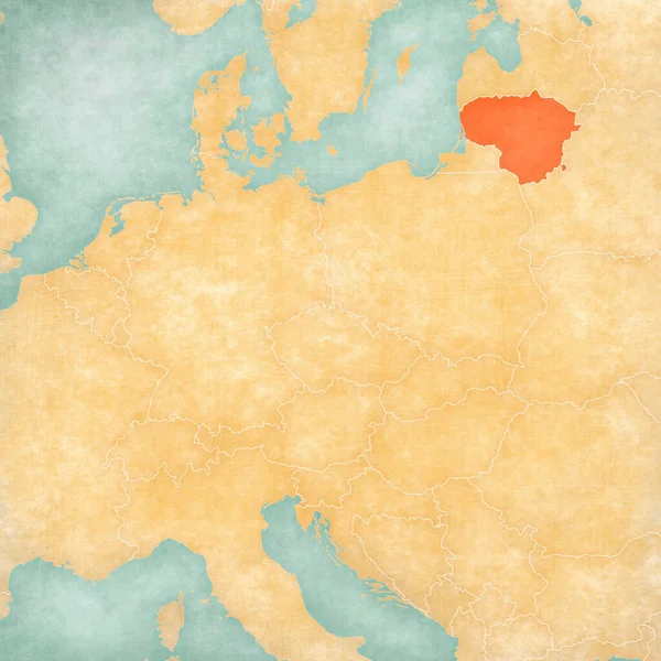 Lituania Mapa Europa Central Estilo Grunge Suave Vintage Como Papel — Foto de Stock