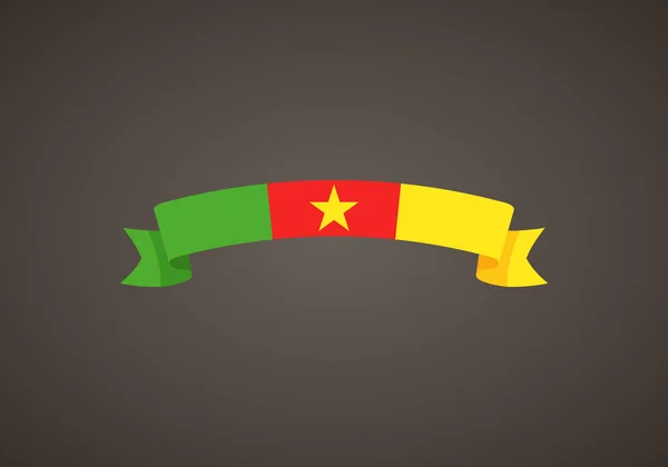 Düz Dizayn Tarzında Kamerun Bayrağıyla Şerit — Stok Vektör