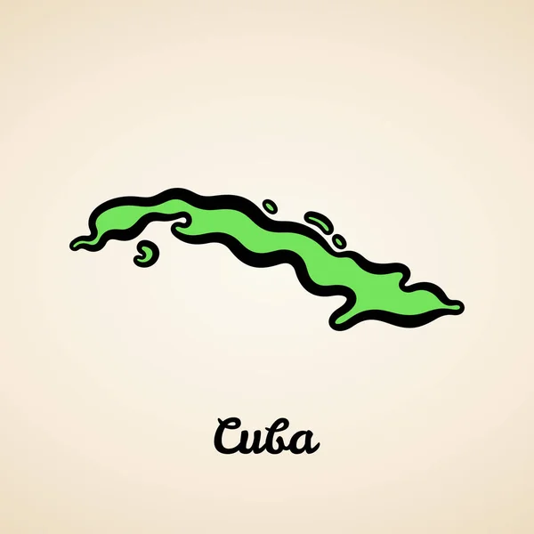 Mapa Simplificado Verde Cuba Com Contorno Preto —  Vetores de Stock