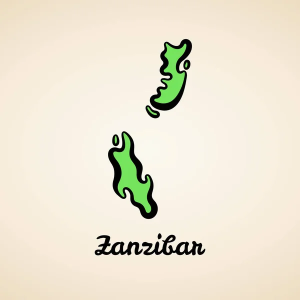 Mapa Verde Simplificado Zanzíbar Con Contorno Negro — Vector de stock