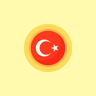 Yuvarlak çerçeveli Türkiye bayrağı. Düz tasarım biçimi.