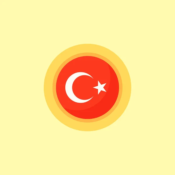 Flaga Turcji Okrągłą Ramą Styl Płaski — Wektor stockowy