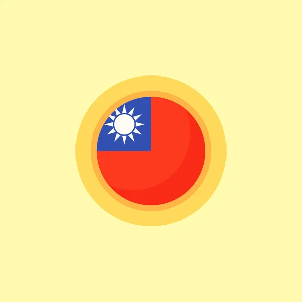 Σημαία Ταϊβάν Στρογγυλό Πλαίσιο Στυλ Επίπεδου Σχεδιασμού — Διανυσματικό Αρχείο