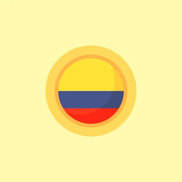 Bandera Colombia Con Marco Redondo Estilo Diseño Plano — Vector de stock