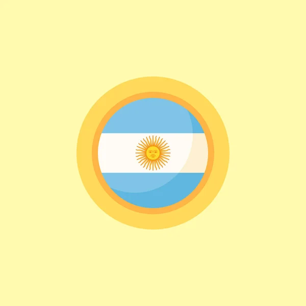Flagge Argentiniens Mit Rundem Rahmen Flacher Designstil — Stockvektor