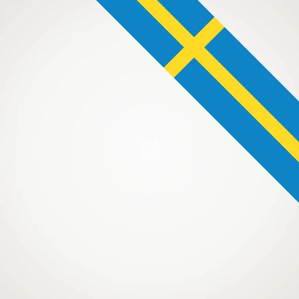Кутовий Нахилений Стрічковий Прапор Швеції Верхньої Правої Ери Сторінки — стоковий вектор