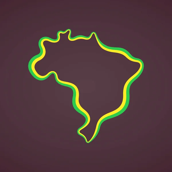 Umrisskarte Von Brasilien Mit Band Den Farben Der Flagge Markiert — Stockvektor