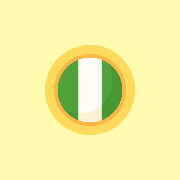 丸い枠のナイジェリアの国旗 フラットデザインスタイル — ストックベクタ