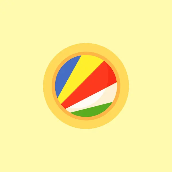 Flaga Seszeli Okrągłą Ramą Styl Płaski — Wektor stockowy