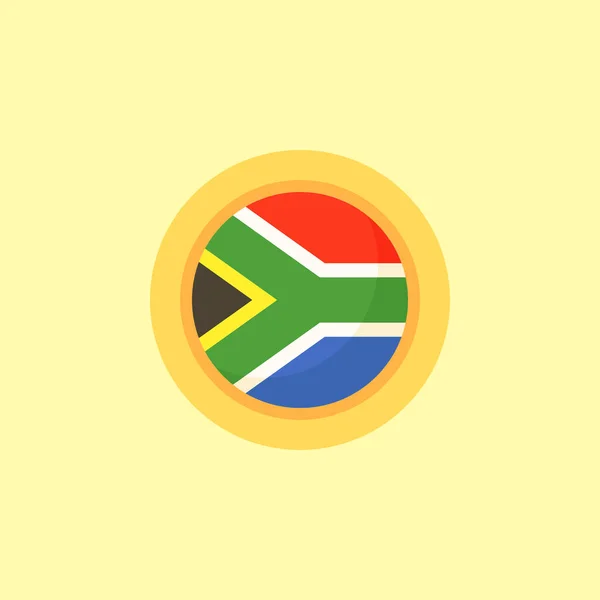 Sydafrikas Flagga Med Rund Ram Platt Design Stil — Stock vektor