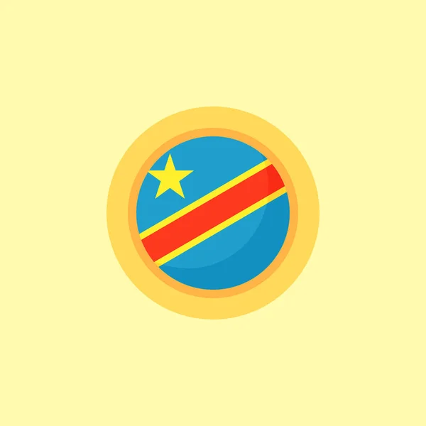 Σημαία Της Κονγκό Στρογγυλό Πλαίσιο Στυλ Επίπεδου Σχεδιασμού — Διανυσματικό Αρχείο