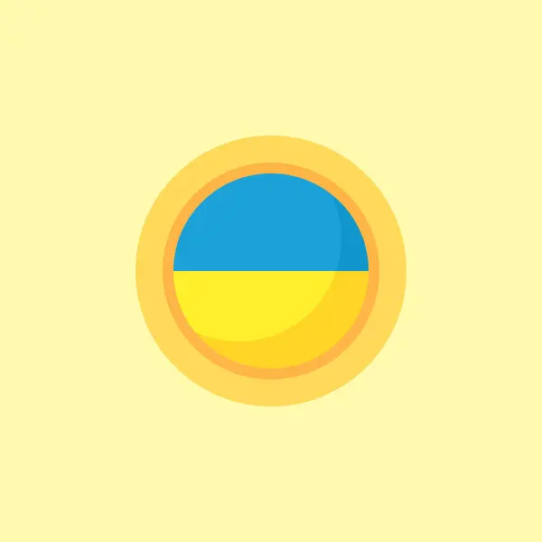 Flagge Der Ukraine Mit Rundem Rahmen Flacher Designstil — Stockvektor