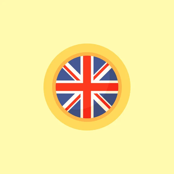 Flagge Des Vereinigten Königreichs Mit Rundem Rahmen Flacher Designstil — Stockvektor