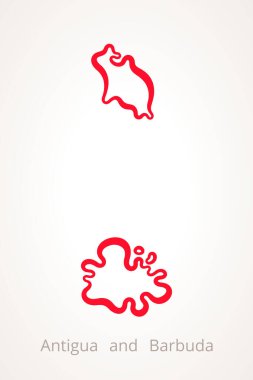 Antigua ve Barbuda 'nın haritası kırmızı çizgiyle işaretlenmiş..