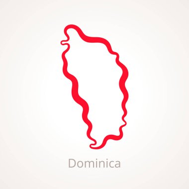 Dominica haritası kırmızı çizgiyle işaretlendi.