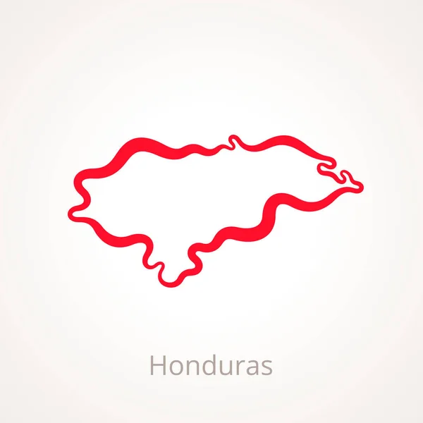 Obrysová Mapa Hondurasu Označená Červenou Čarou — Stockový vektor