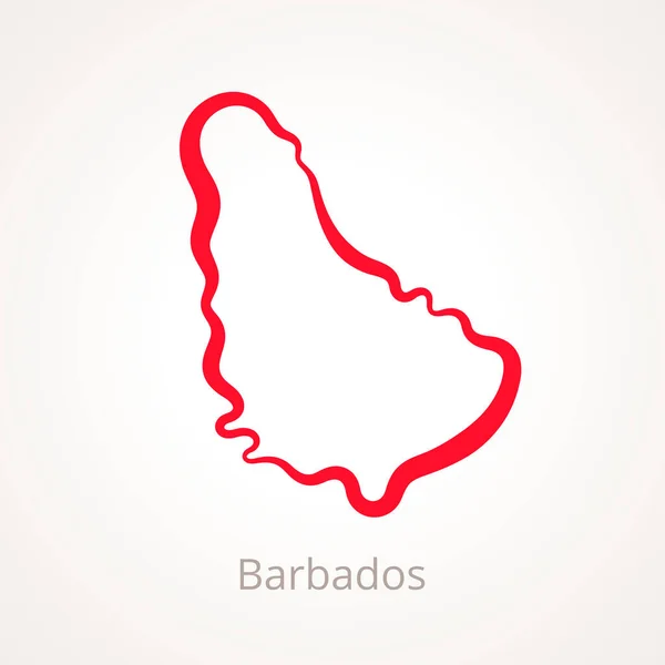 Obrysová Mapa Barbadosu Označená Červenou Čarou — Stockový vektor