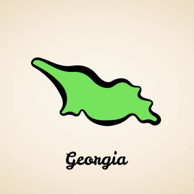 Siyah çizgili yeşil Gürcistan haritası.