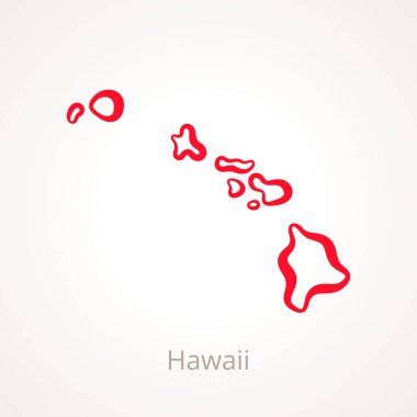 Hawaii haritası kırmızı çizgiyle işaretlenmiş..