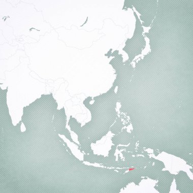 Doğu Timor haritasında ve Güneydoğu Asya 'da yumuşak çizgili vintage arka plan. 