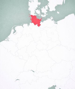 Almanya haritasında Schleswig-Holstein Yumuşak çizgili klasik arka planla.