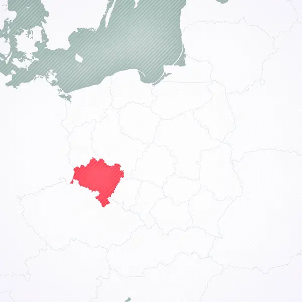 stock image Lower Silesia on the map of Poland with softly striped vintage background. 