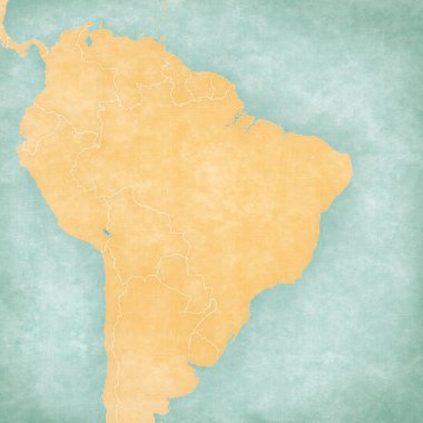 Brezilya 'nın boş bir haritası yumuşak grunge ve eski usul, suluboya resimli eski kağıt gibi..