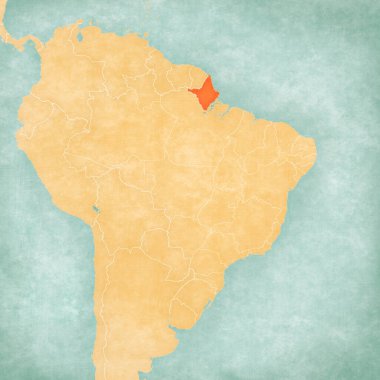 Amapa on the map of Brazil in soft grunge and vintage style, like old paper with watercolor painting. clipart