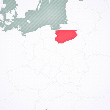 Polonya haritasında yumuşak çizgili vintage arka plana sahip Ilık Masuria. 