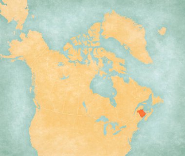 Kanada haritasında yeni Brunswick yumuşak grunge ve klasik tarzda, suluboya resimli eski kağıt gibi. 