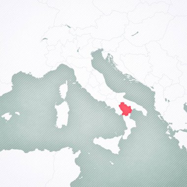 İtalya haritasında yumuşak çizgili klasik arka plana sahip Basilicata. 