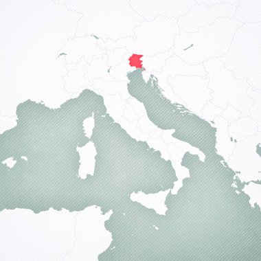 Friuli-Venezia Giulia İtalya haritasında yumuşak çizgili klasik arka planda. 