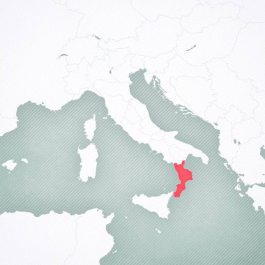 İtalya haritasında Calabria yumuşak çizgili klasik arka plana sahip. 