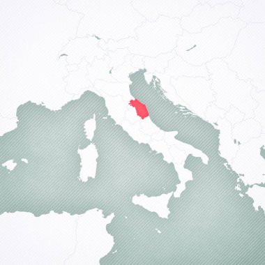 İtalya haritasında yumuşak çizgili vintage arka planda bir yürüyüş. 