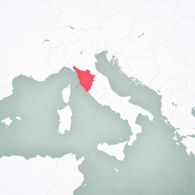 İtalya haritasında yumuşak çizgili klasik arka plana sahip Toskana. 