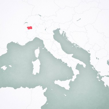 İtalya haritasında Aosta Vadisi 'nin yumuşak çizgili klasik arka planı var. 