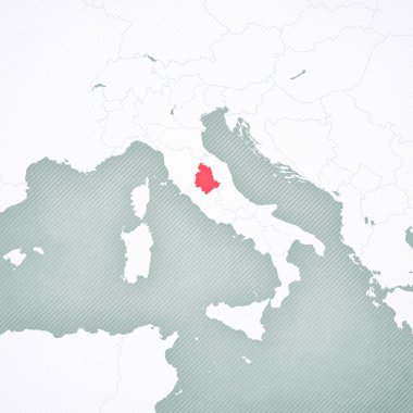 İtalya haritasında, yumuşak çizgili vintage arka planı olan Umbria. 