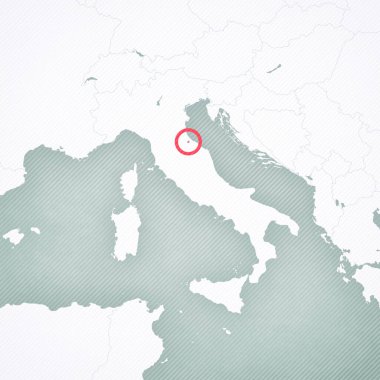 San Marino İtalyan Yarımadası haritasında yumuşak çizgili klasik arka planla. 