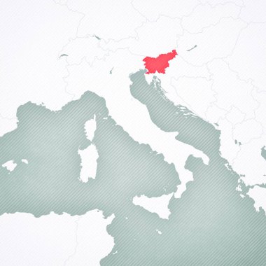 Slovenya İtalya Yarımadası haritasında yumuşak çizgili vintage arka plana sahip. 