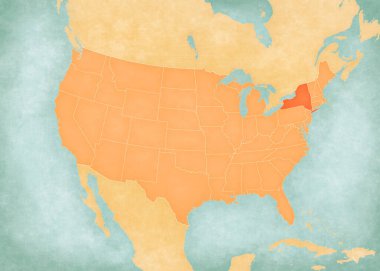 Amerika Birleşik Devletleri haritasında yumuşak grunge ve vintage tarzda, suluboya resimli eski kağıt gibi. 