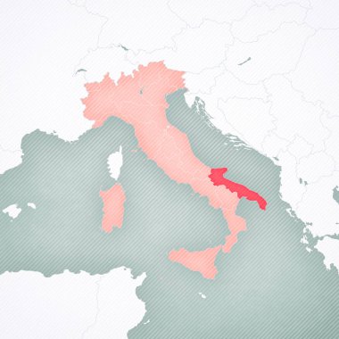 Apulia İtalya haritasında yumuşak çizgili klasik arka plana sahip. 