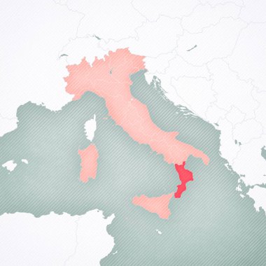 İtalya haritasında Calabria yumuşak çizgili klasik arka plana sahip. 