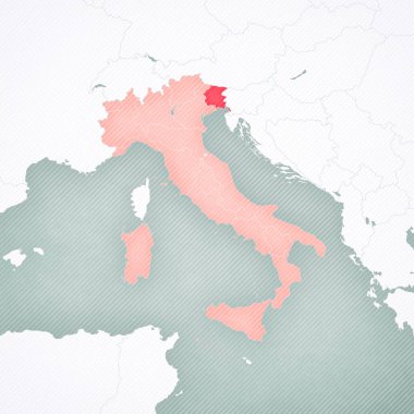Friuli-Venezia Giulia İtalya haritasında yumuşak çizgili klasik arka planda. 