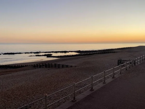 Закат Пляжные Волны Кружатся Песке Спокойно Расслабляюще Видео Склада Hastings — стоковое фото