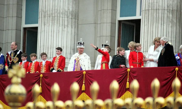 Londýn Anglie Velká Británie Května2023 Balkóně Buckinghamského Paláce Jsou Korunovaci — Stock fotografie