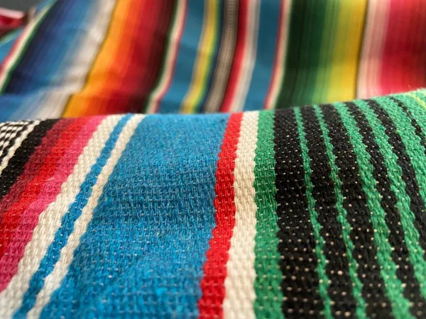 Poncho Tło Cinco Mayo Meksykańska Serape Fiesta Falsa Wzór Tradycyjny — Zdjęcie stockowe