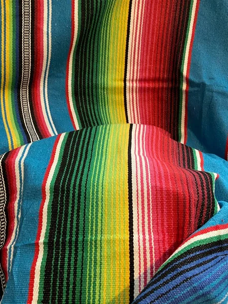 Мексиканский Серапе Фиеста Фалса Узор Традиционной Культуры Одеяло Полосками Узор — стоковое фото